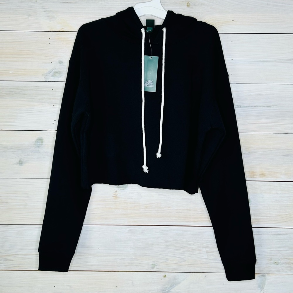 Wild Fable Hoodie Womens Small S Crop Black Long Sleeve Hooded Sweatshirt